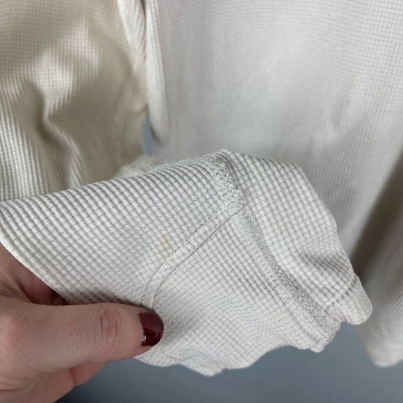 Athleta Speckled Waffle Thermal Long Sleeve Womens XL Cream Lightweight - Picture 2 of 8